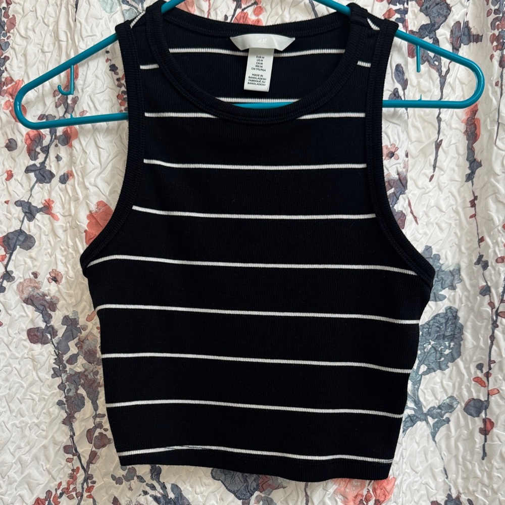 H&M Black and White Striped Women's Tank Top